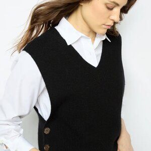 Gerard Darel Julietta Sleeveless Ribbed Navy Sweater Vest 100% wool